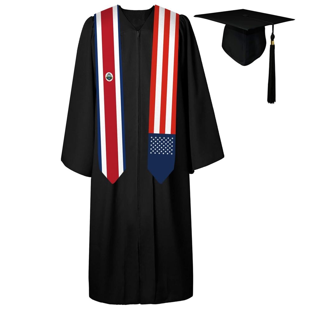 7826 72 Inch Costa Rica Flag and USA Flag Graduation Sash Unisex Adults